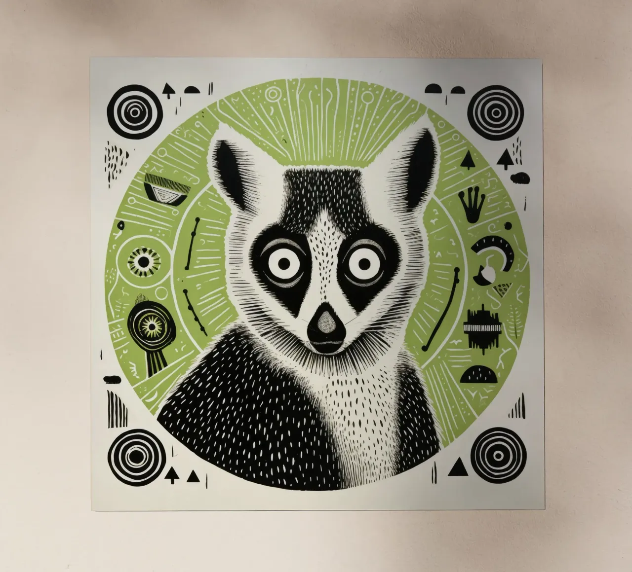 Lemure verde pellicola backlit da Minimal Animal Art