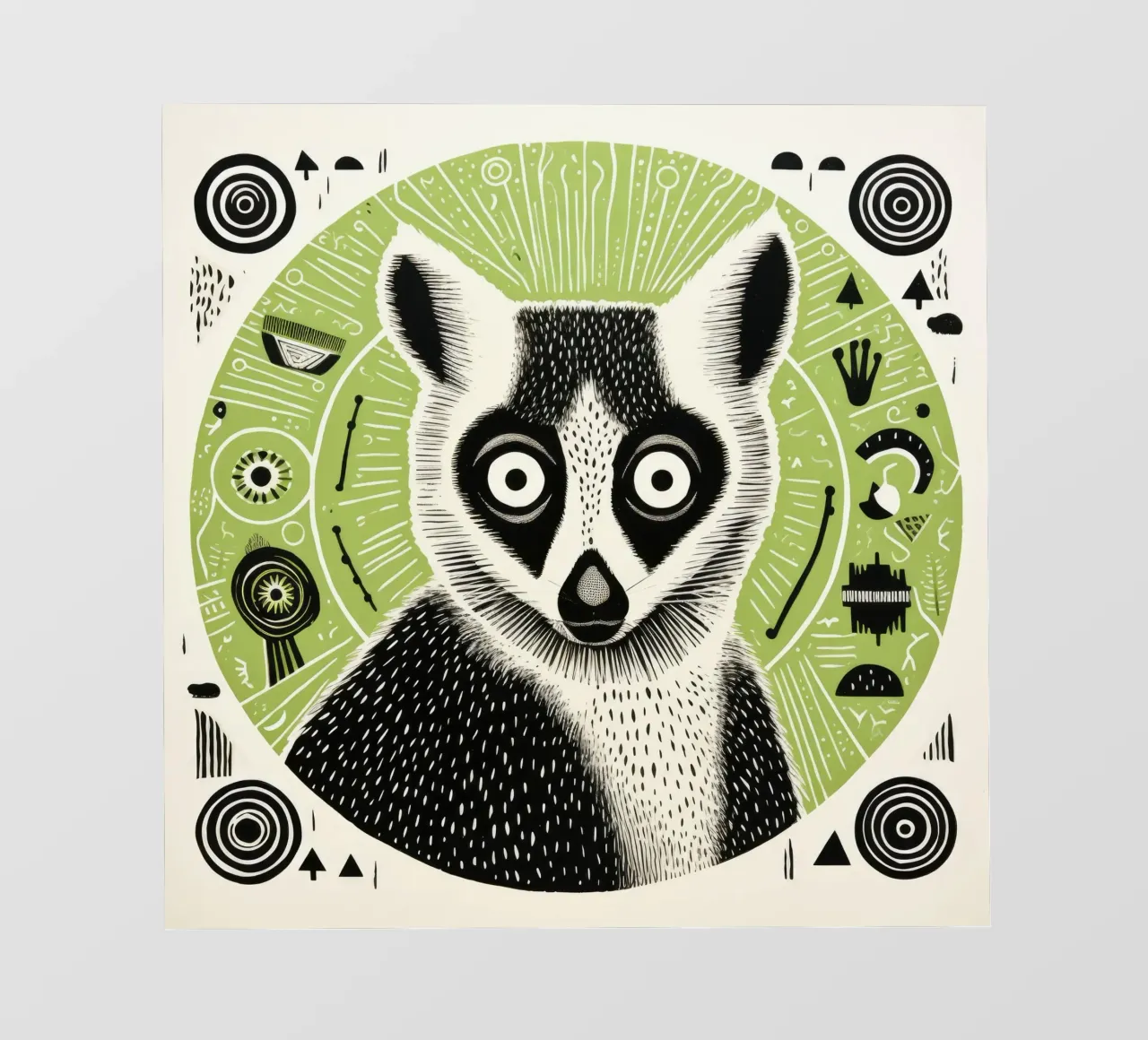 Lemure verde pellicola backlit da Minimal Animal Art