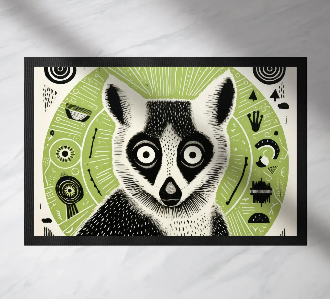 Green Lemur Fußmatte von Minimal Animal Art