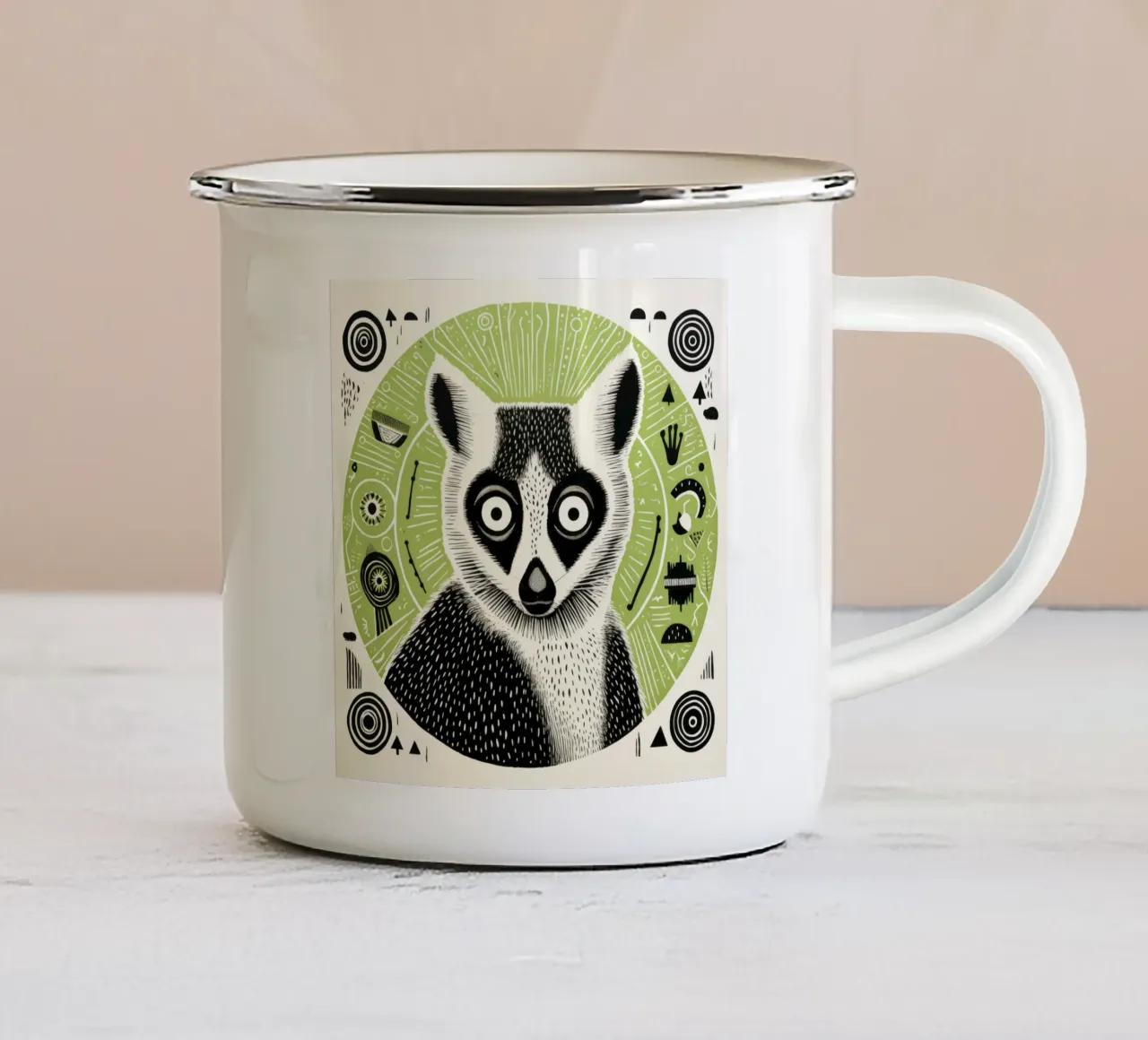 Lemure verde 2 tazza in smalto da Minimal Animal Art