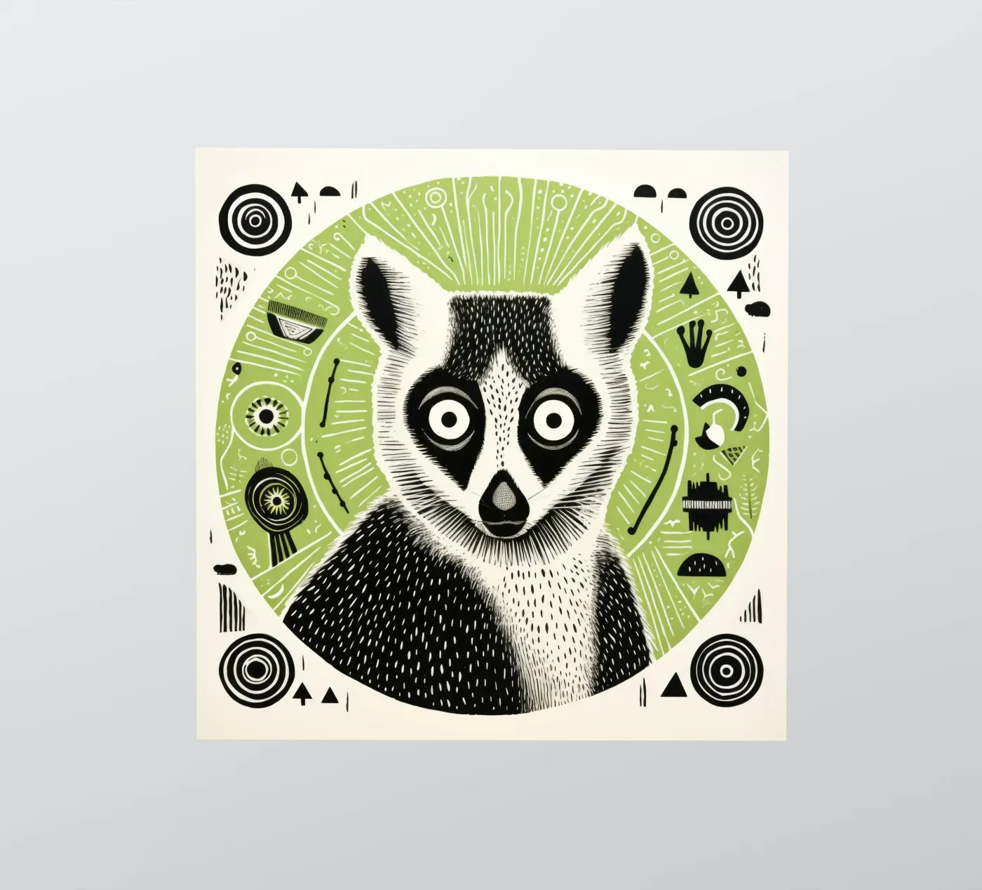 Lemure verde adesivo da Minimal Animal Art