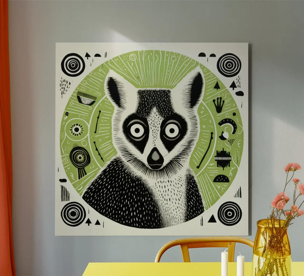 Lemure verde alluminio dibond da Minimal Animal Art