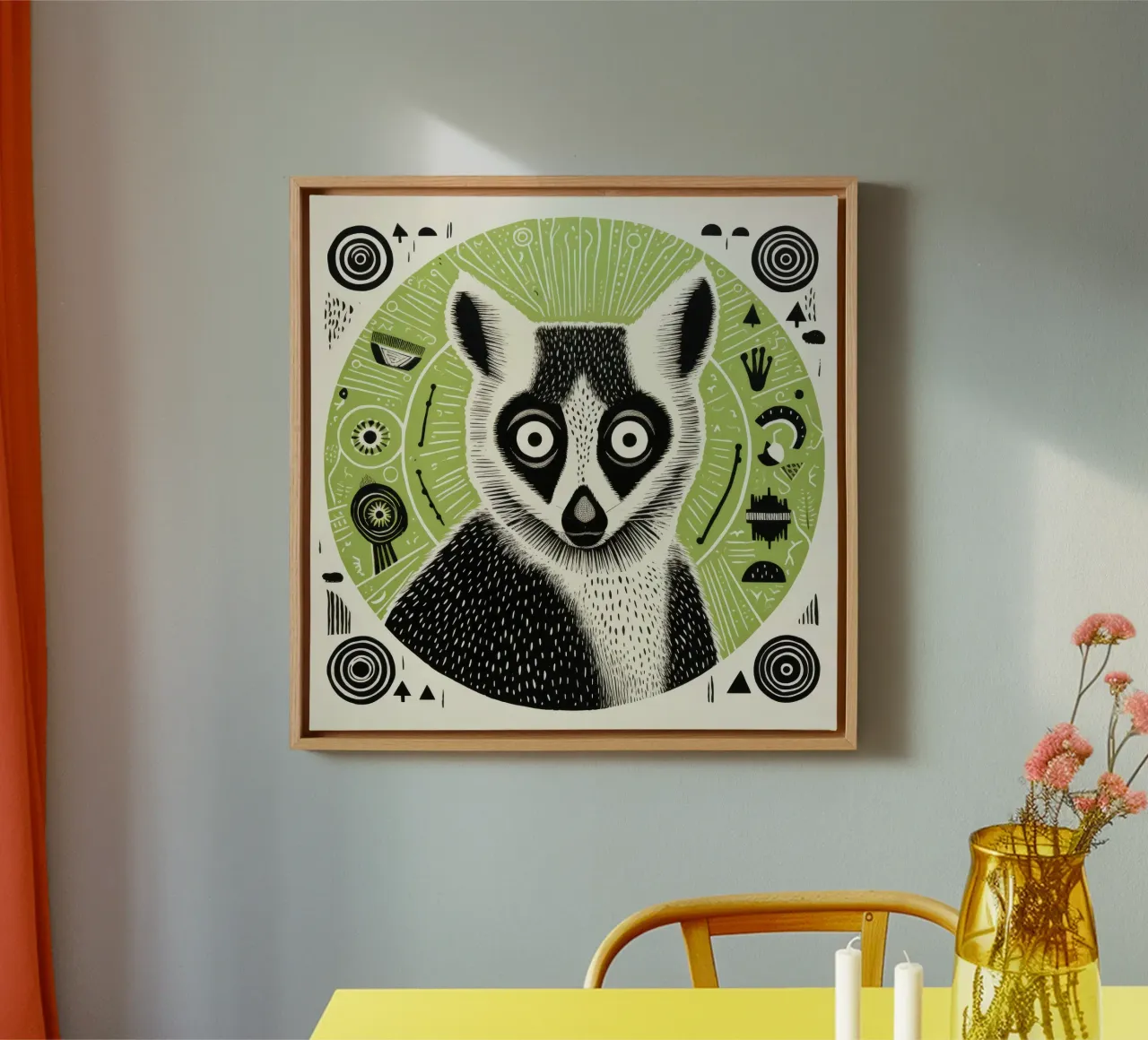 Lemure verde tela da Minimal Animal Art