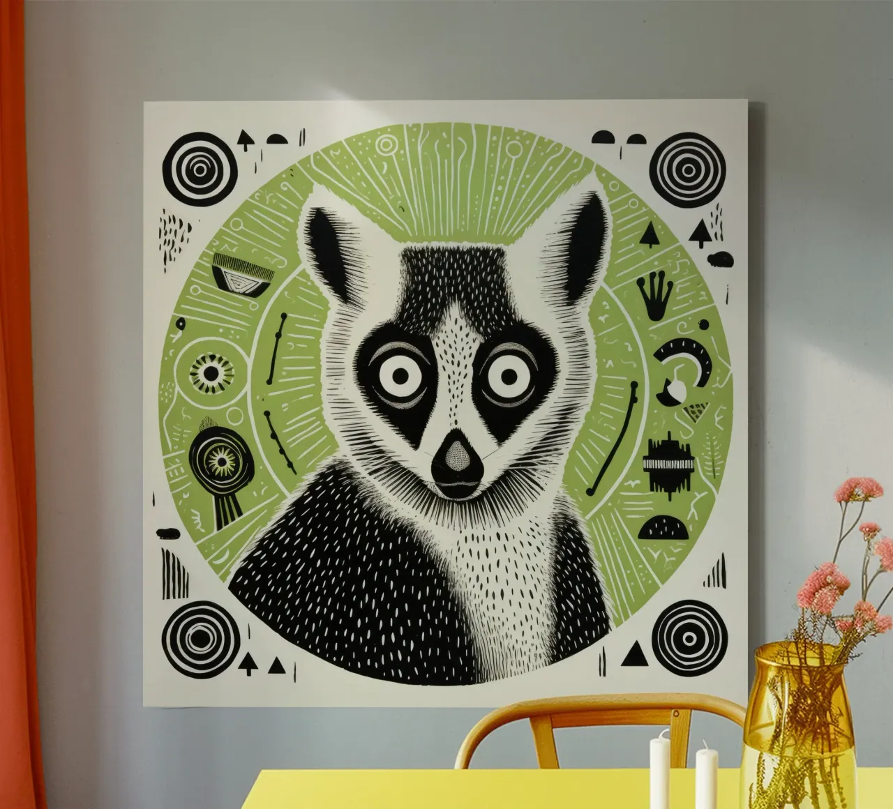 Lemure verde tela da Minimal Animal Art