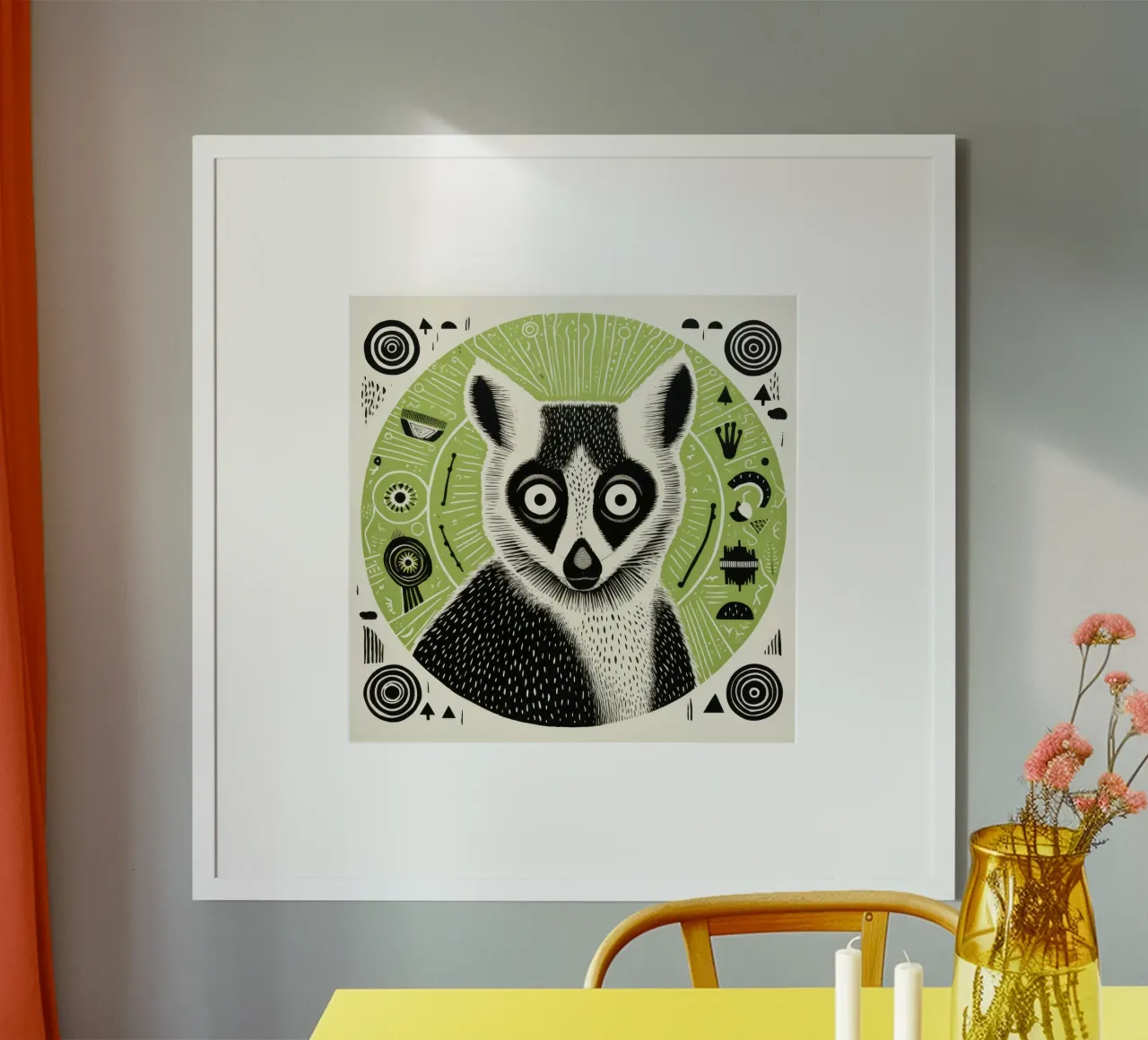 Lemure verde poster da Minimal Animal Art