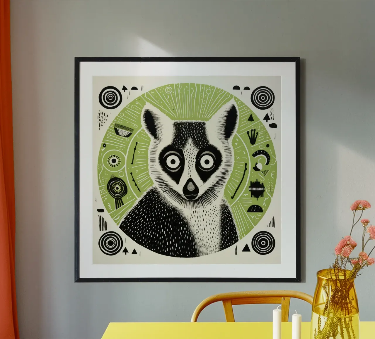 Lemure verde poster da Minimal Animal Art