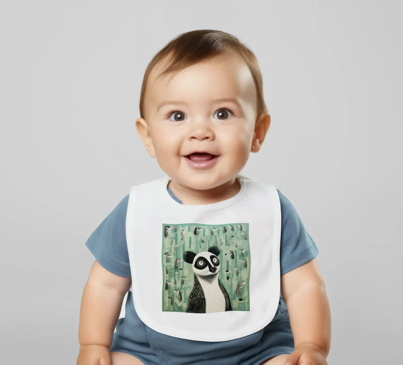 Green Lemur baby slabbetje van Minimal Animal Art