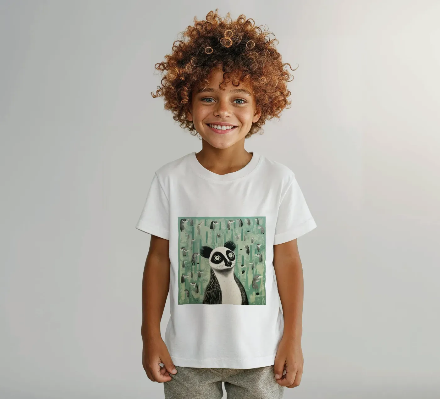 Lemure verde t-shirt bambini da Minimal Animal Art