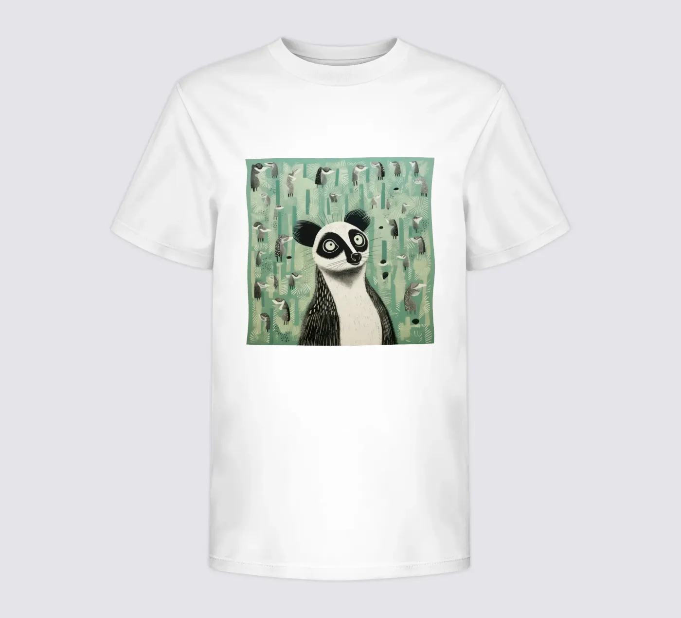 Green Lemur t-shirt bambini da Minimal Animal Art