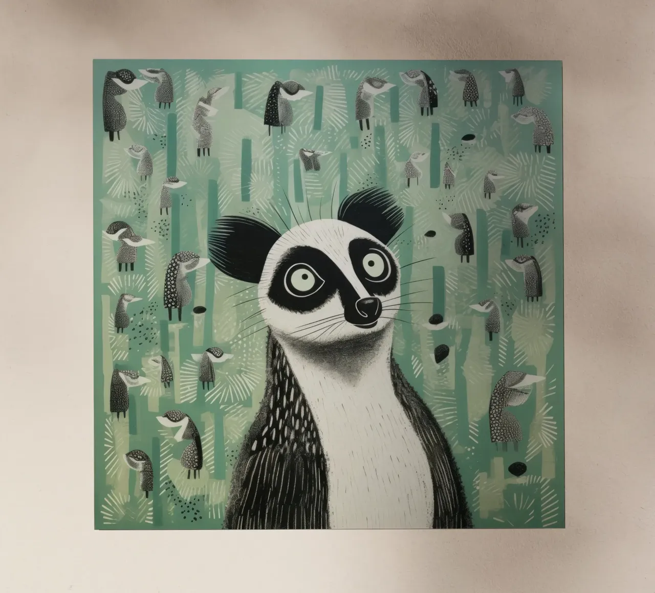 Lemure verde pellicola backlit da Minimal Animal Art