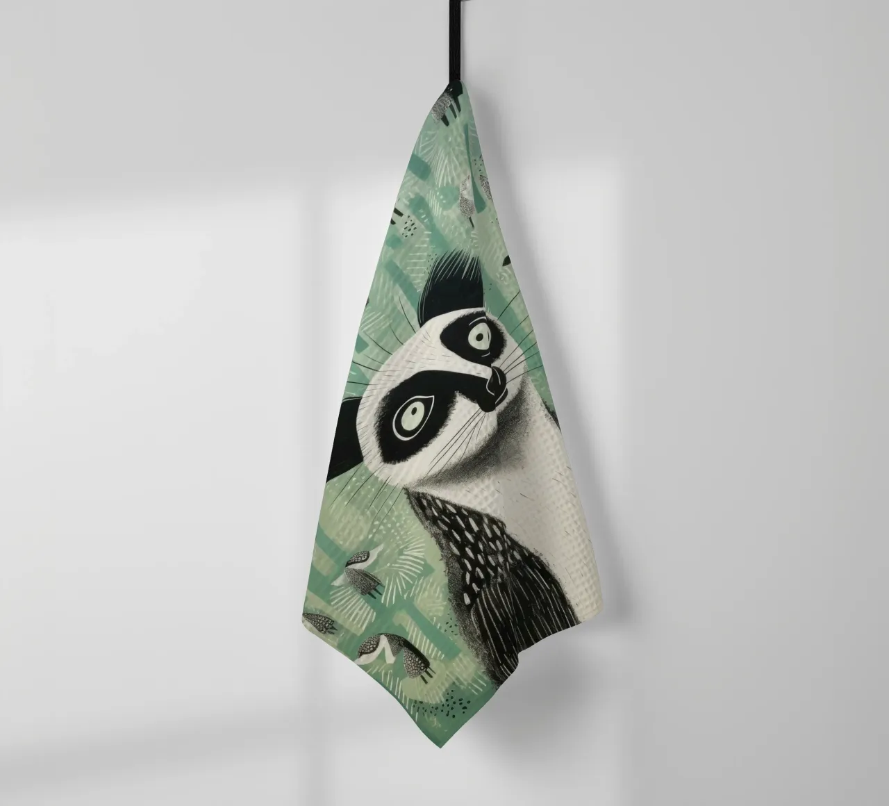 Lemure verde 3 canovaccio da cucina da Minimal Animal Art