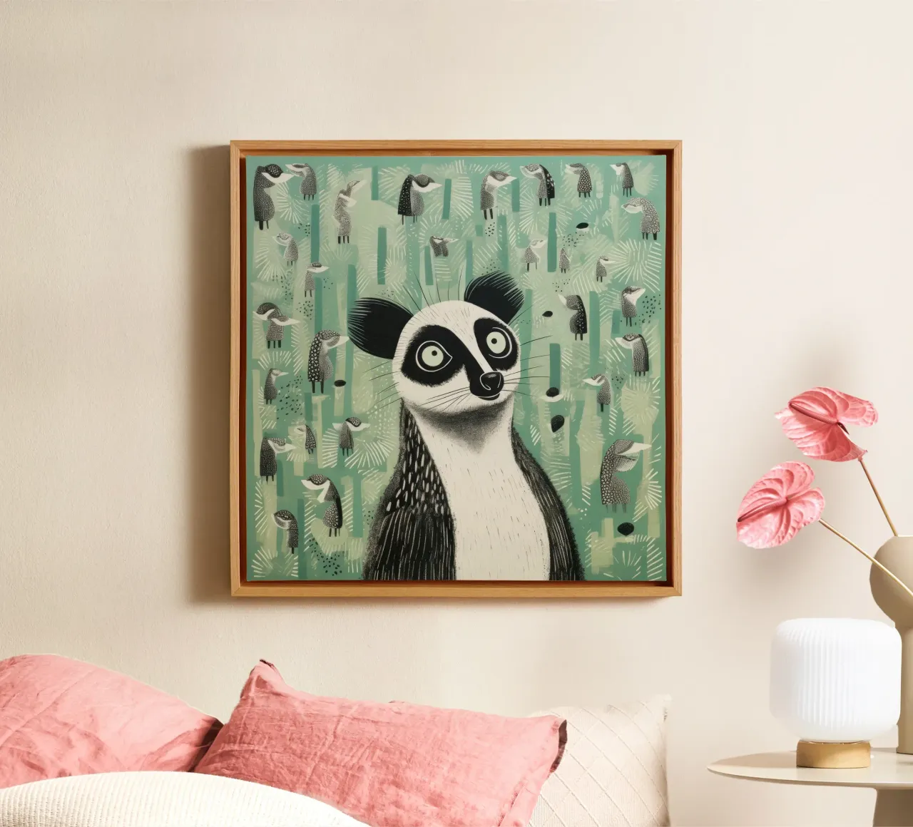 Lemure verde tela da Minimal Animal Art