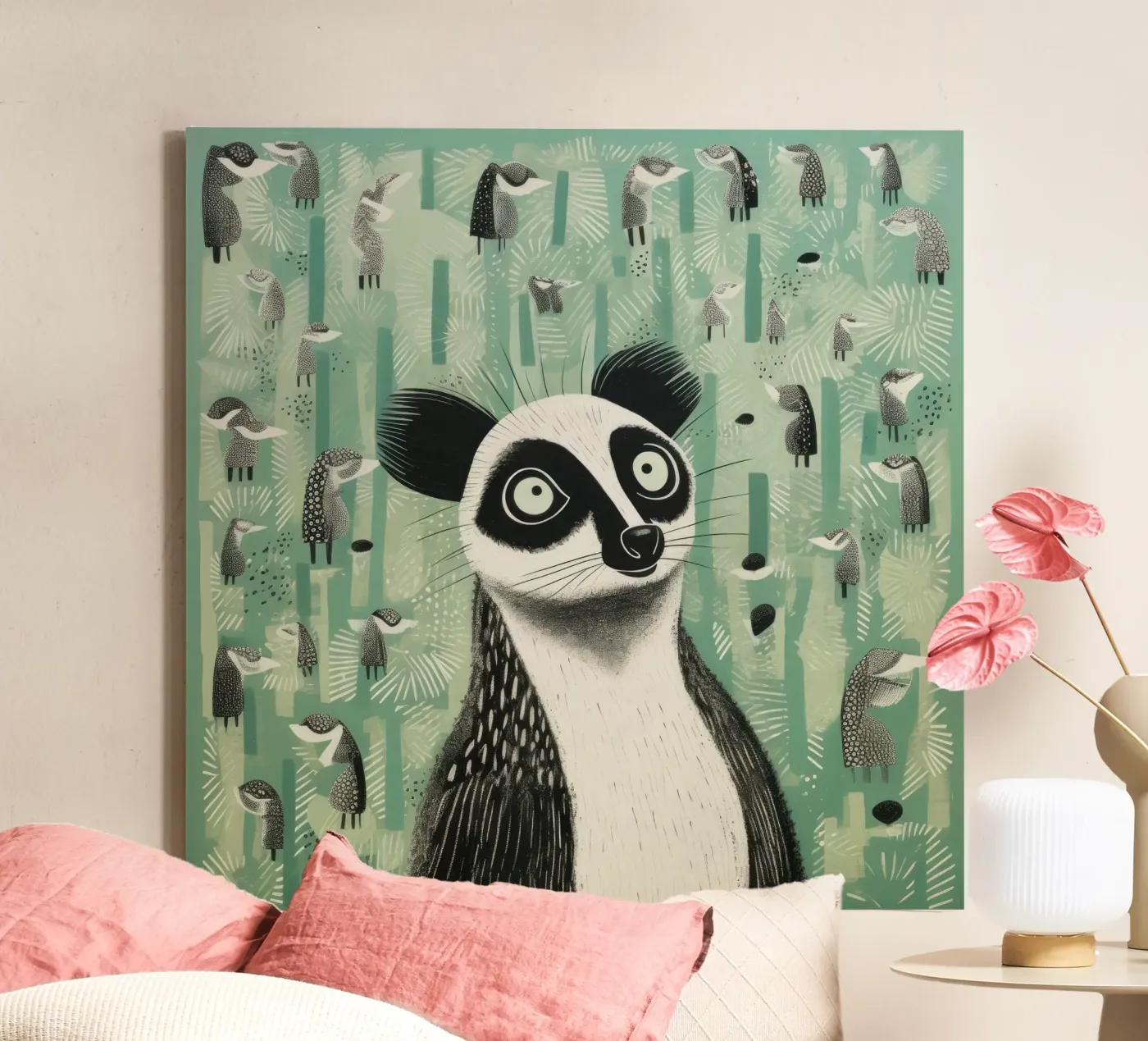 Green Lemur tela da Minimal Animal Art