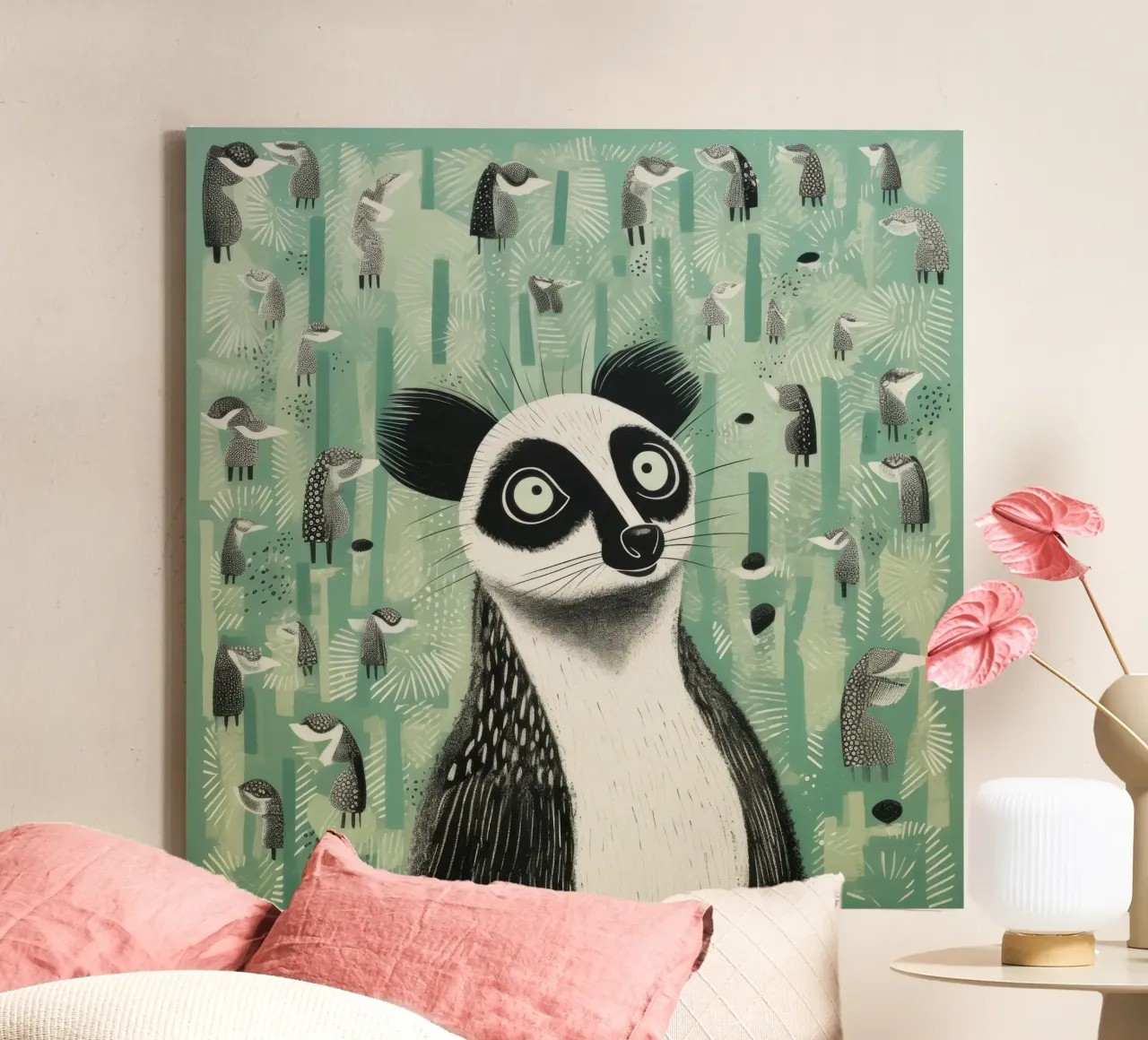 Lemure verde tela da Minimal Animal Art