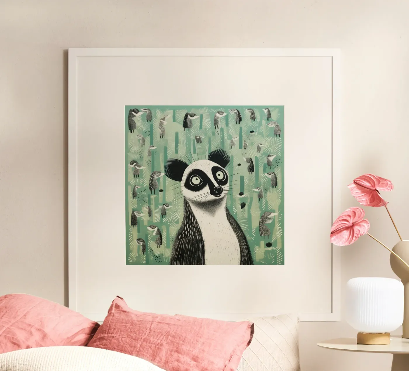Green Lemur Poster von Minimal Animal Art