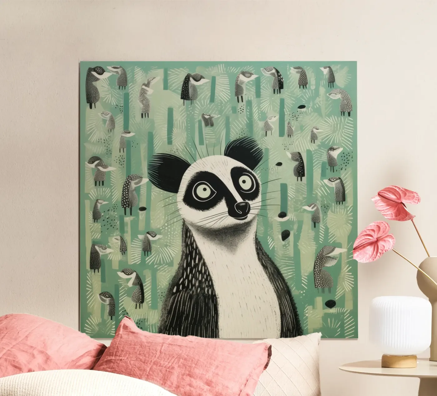 Green Lemur Poster von Minimal Animal Art