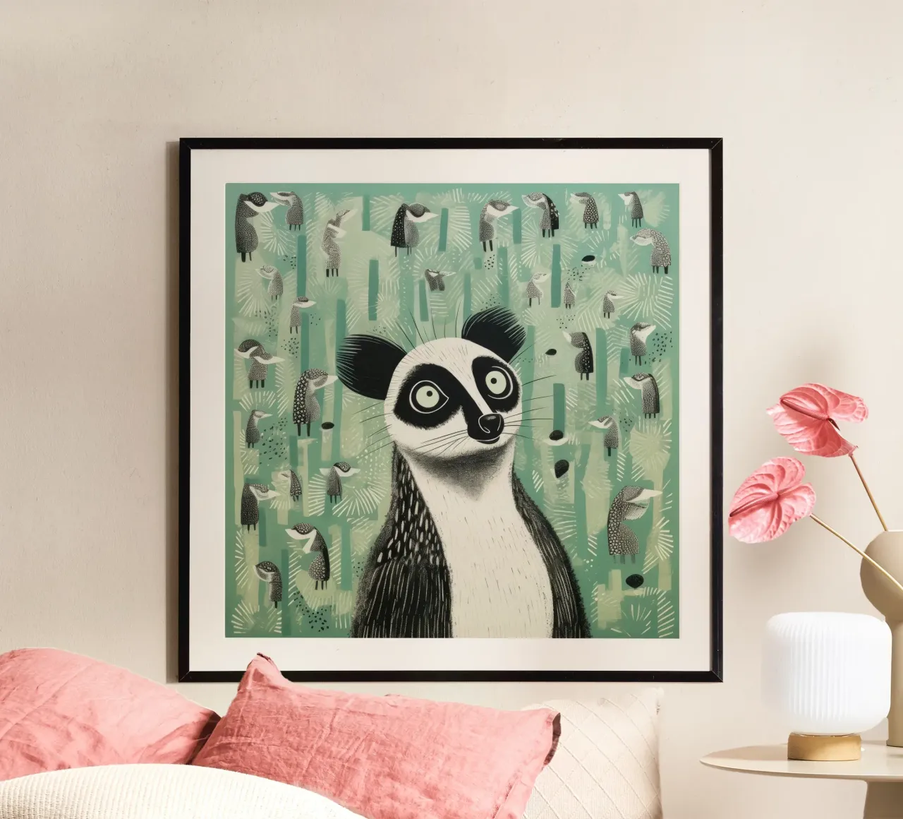 Lemure verde poster da Minimal Animal Art