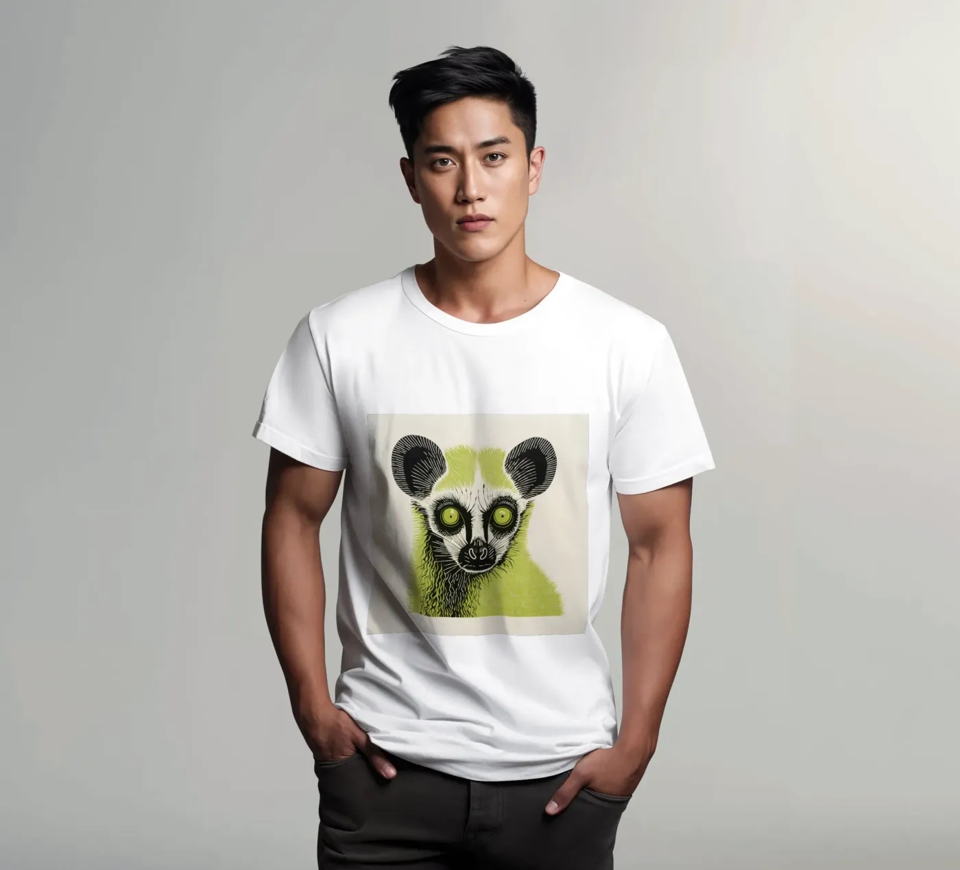 Lemure verde t-shirt da Minimal Animal Art