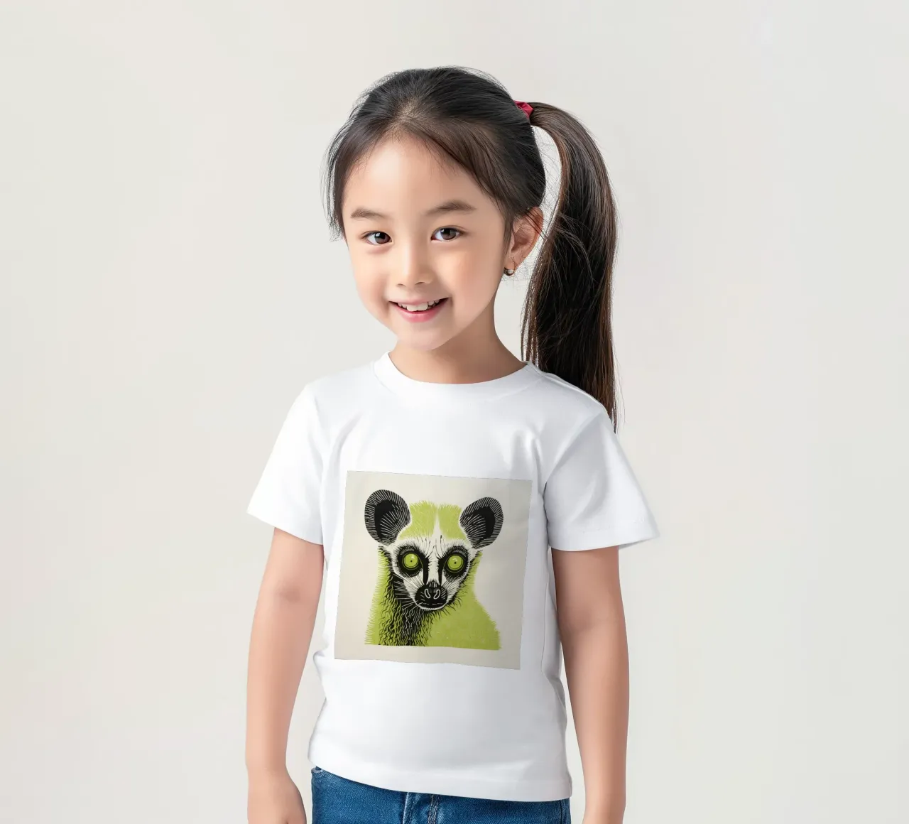 Lemure verde t-shirt bambini da Minimal Animal Art