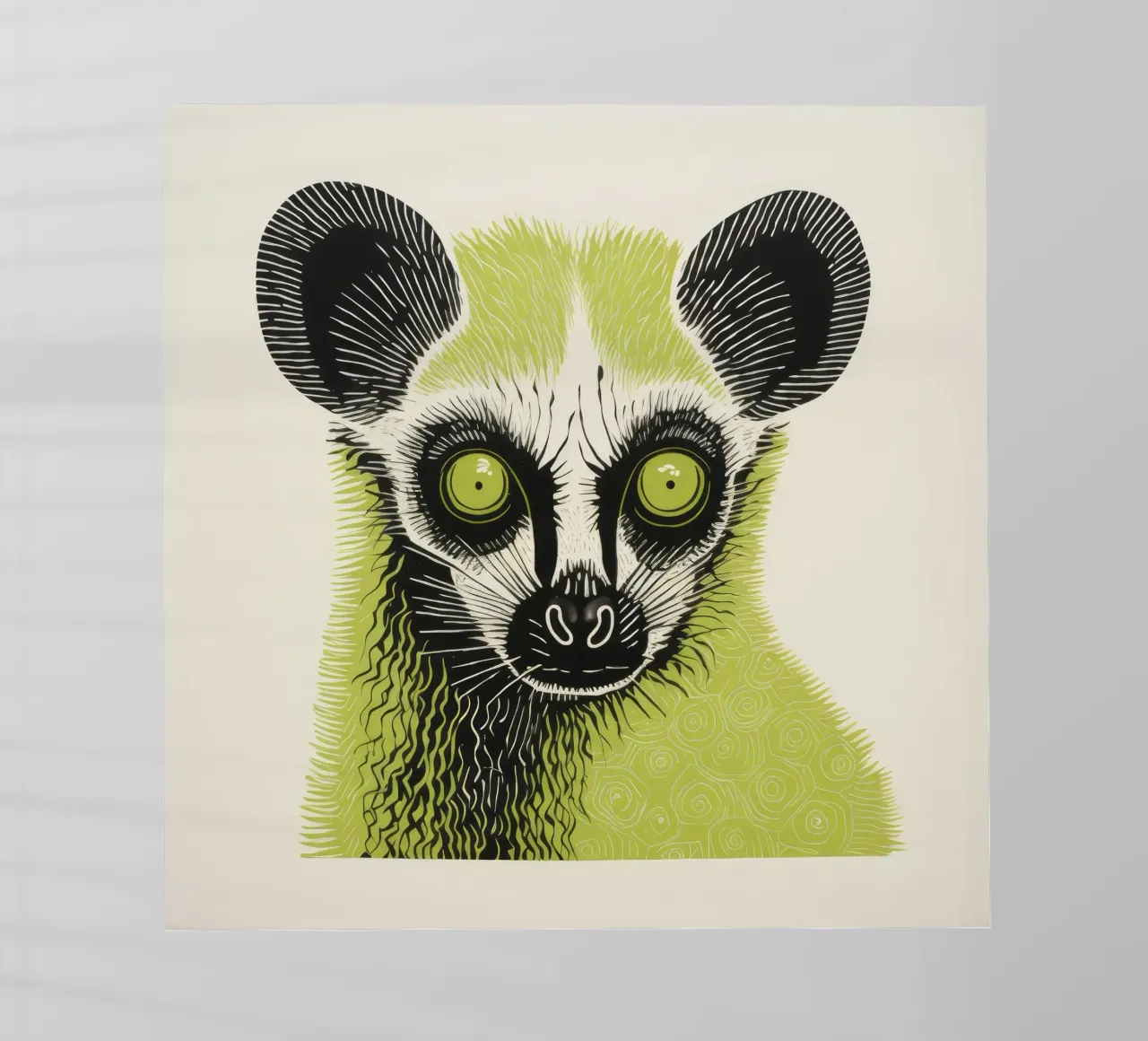 Lemure verde pellicola backlit da Minimal Animal Art