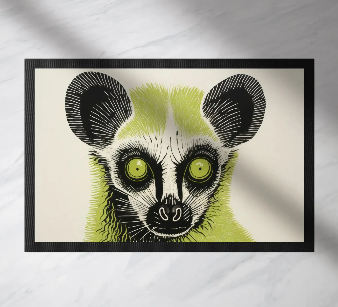 Green Lemur paillasson de Minimal Animal Art