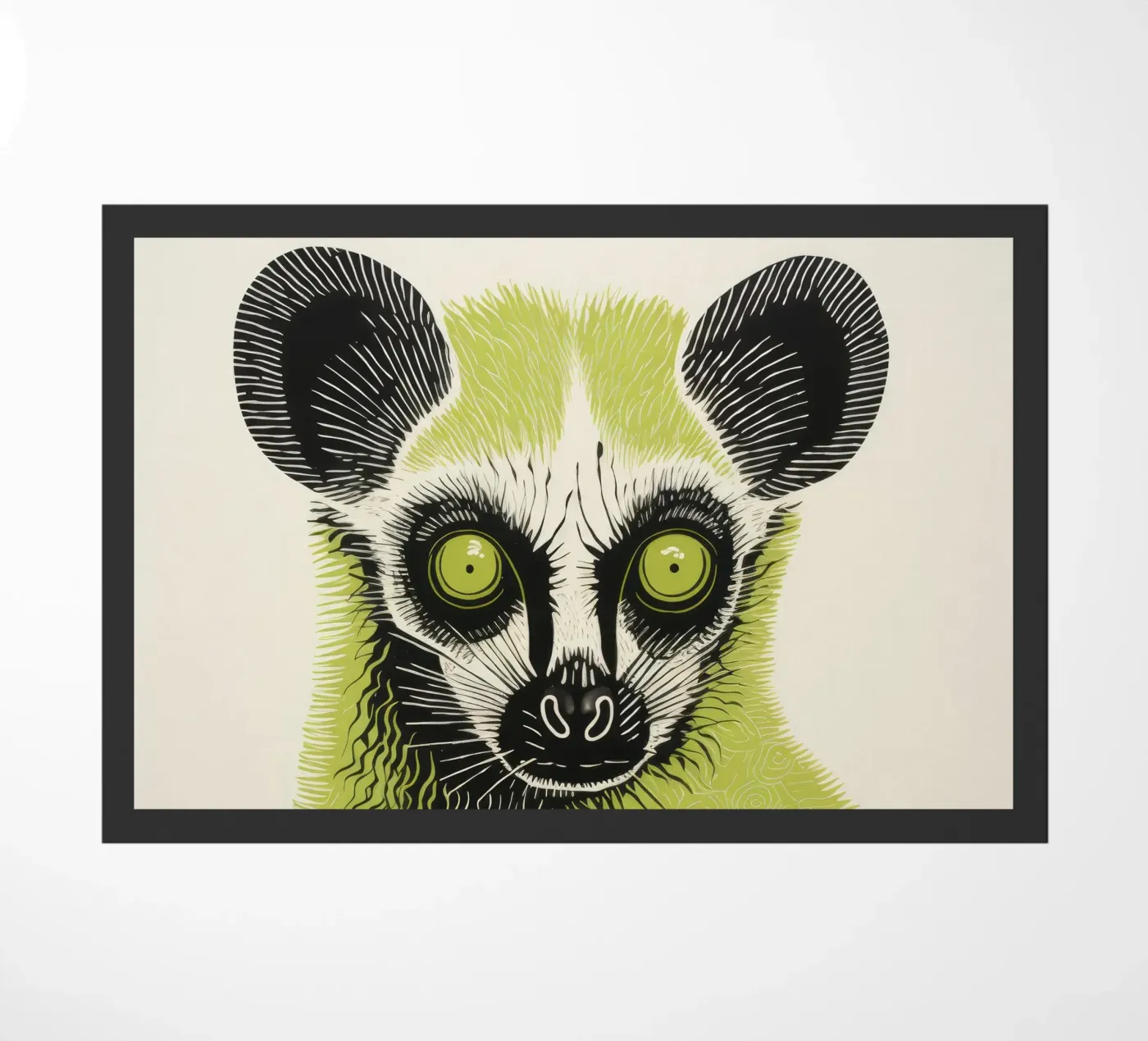 Green Lemur paillasson de Minimal Animal Art