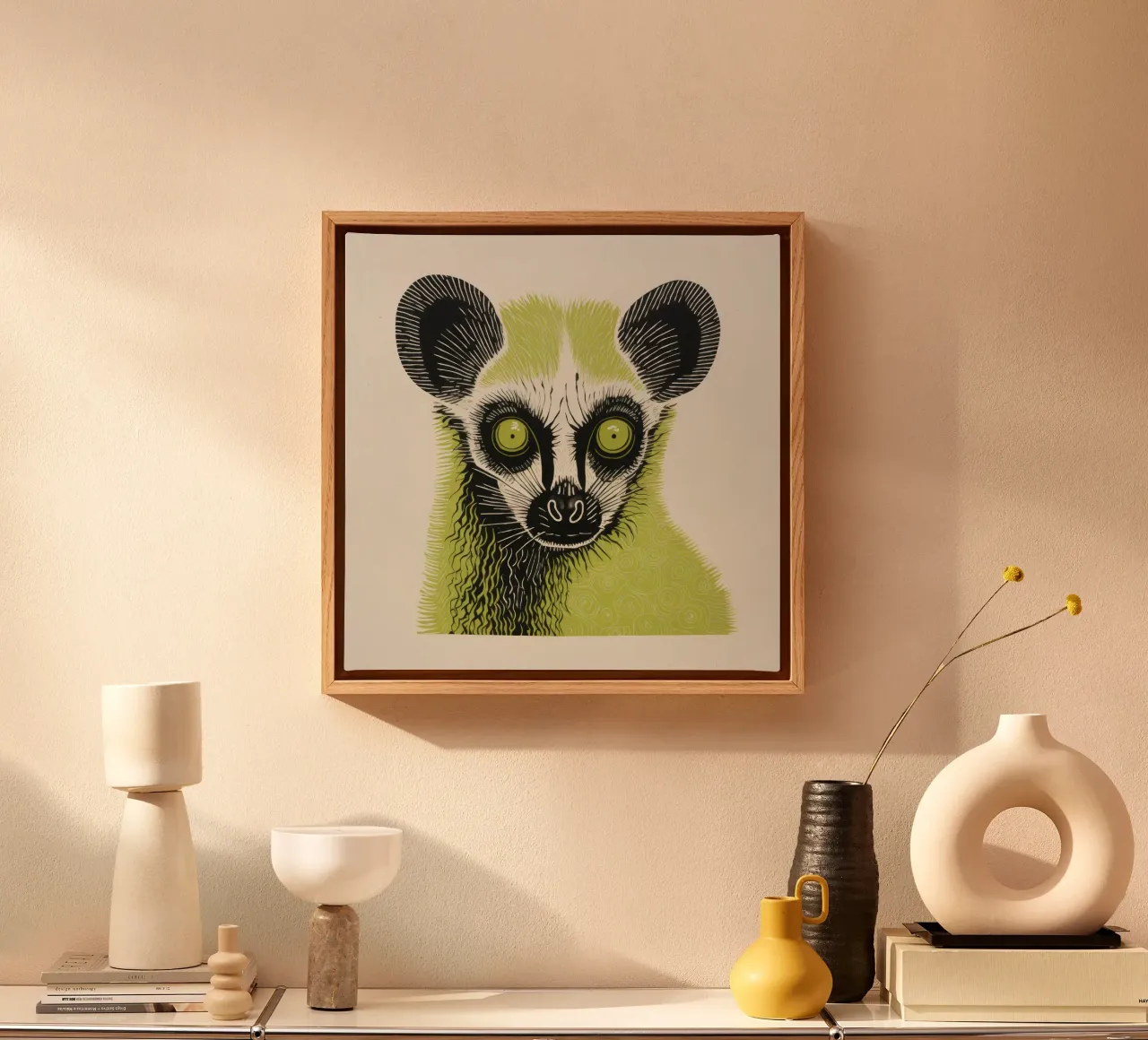 Lemure verde tela da Minimal Animal Art