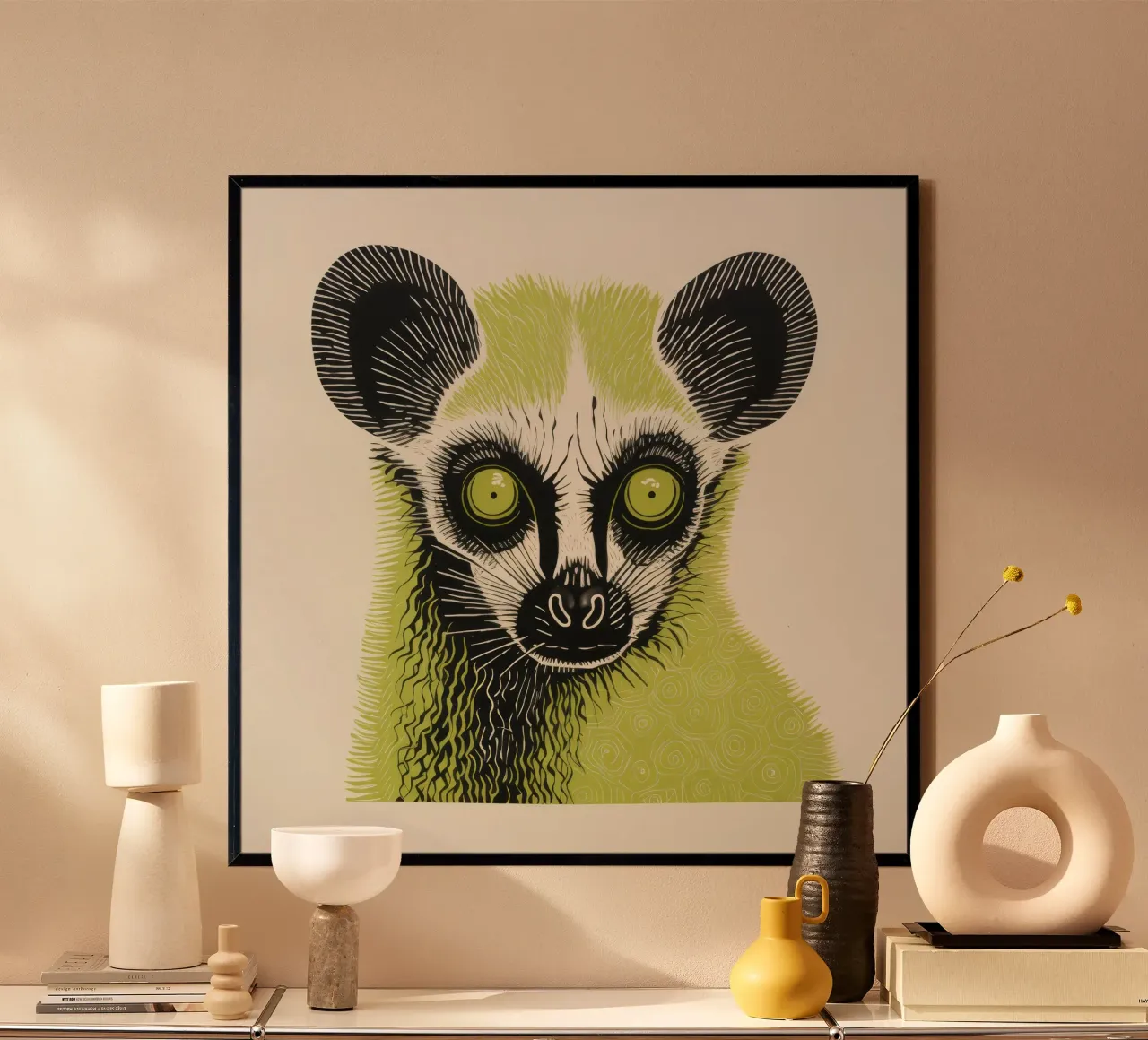 Lemure verde 4 carta hahnemühle da Minimal Animal Art