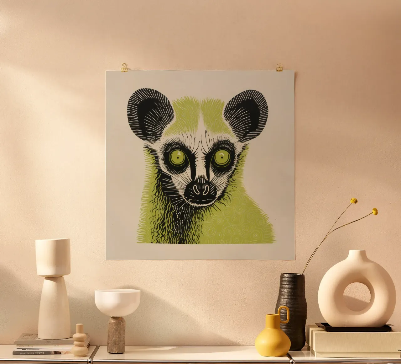 Lemure verde poster da Minimal Animal Art