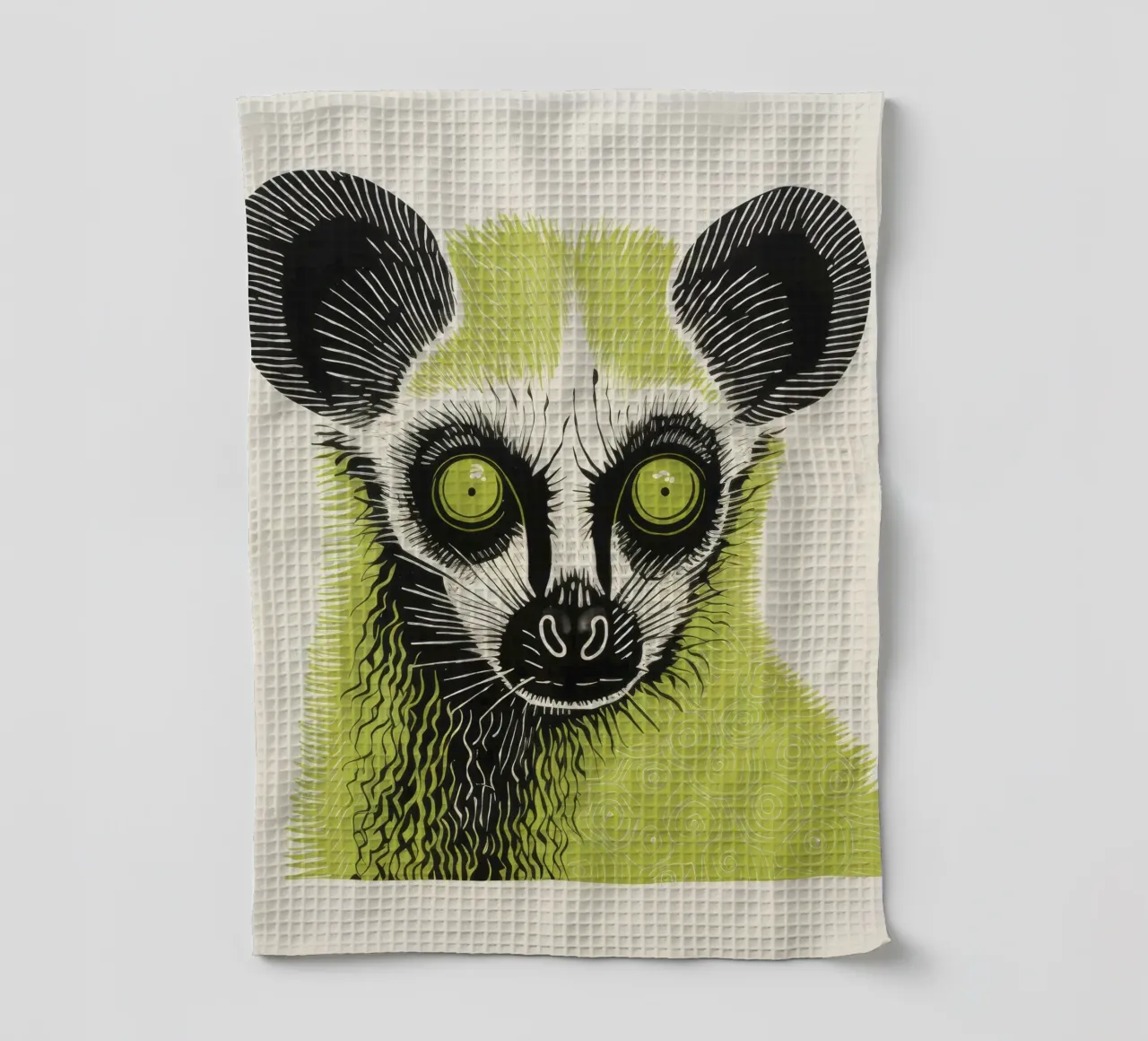 Lemure verde 4 canovaccio da cucina da Minimal Animal Art