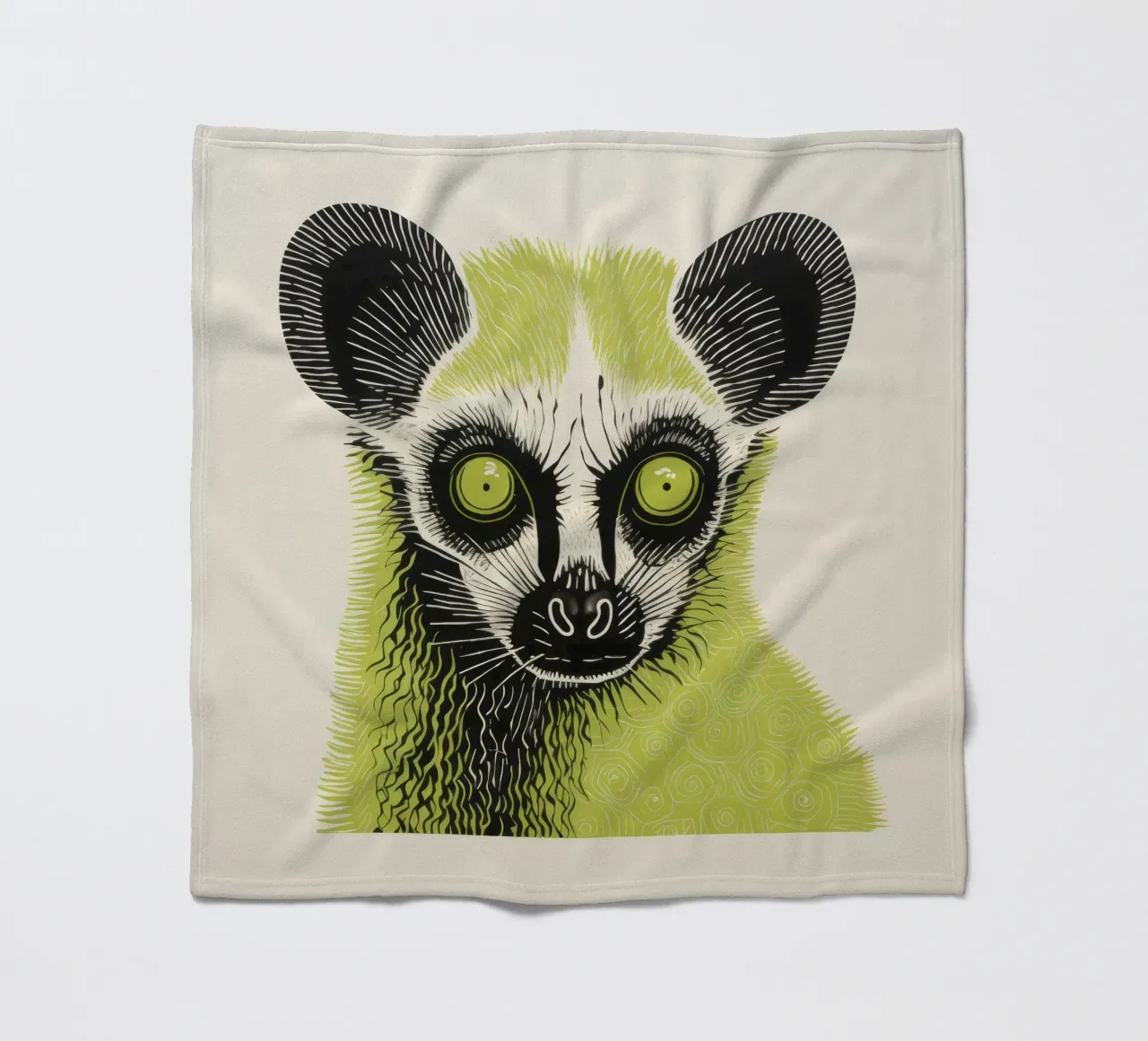 Lemure verde 4 coperta in pile da Minimal Animal Art