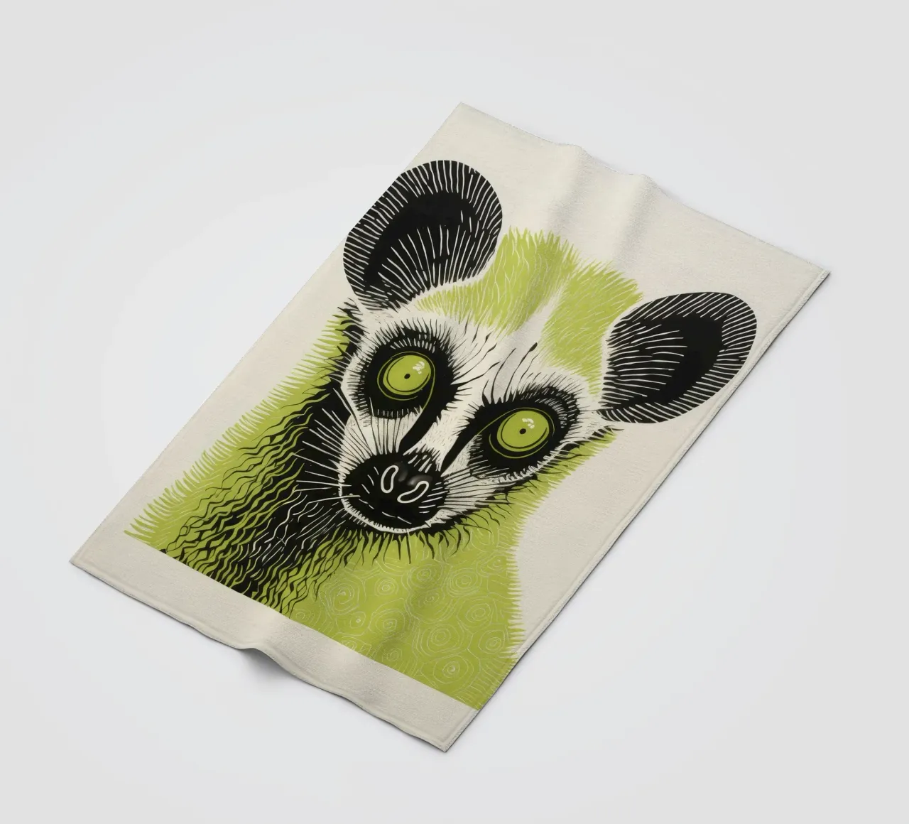 Lemure verde 4 coperta in pile da Minimal Animal Art