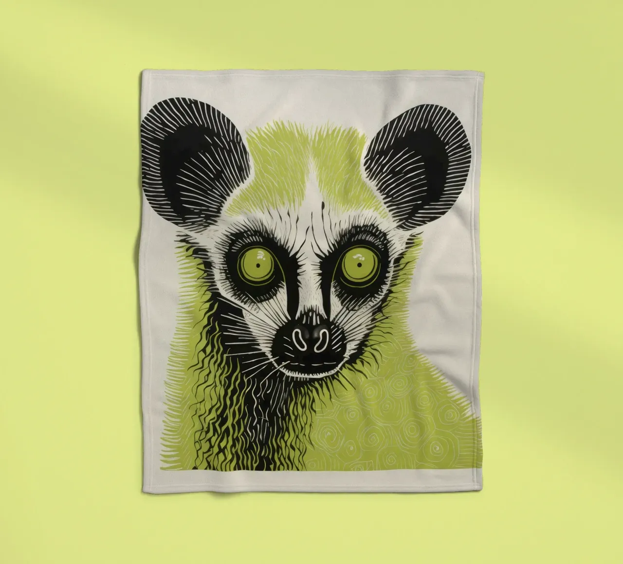 Lemure verde 4 coperta in pile da Minimal Animal Art