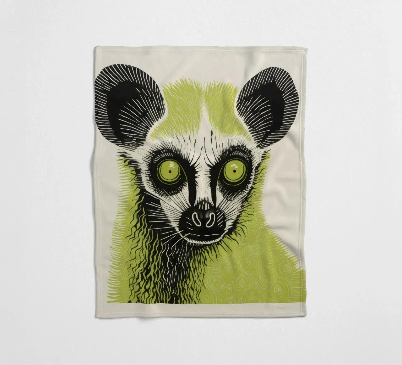 Lemure verde 4 coperta in pile da Minimal Animal Art