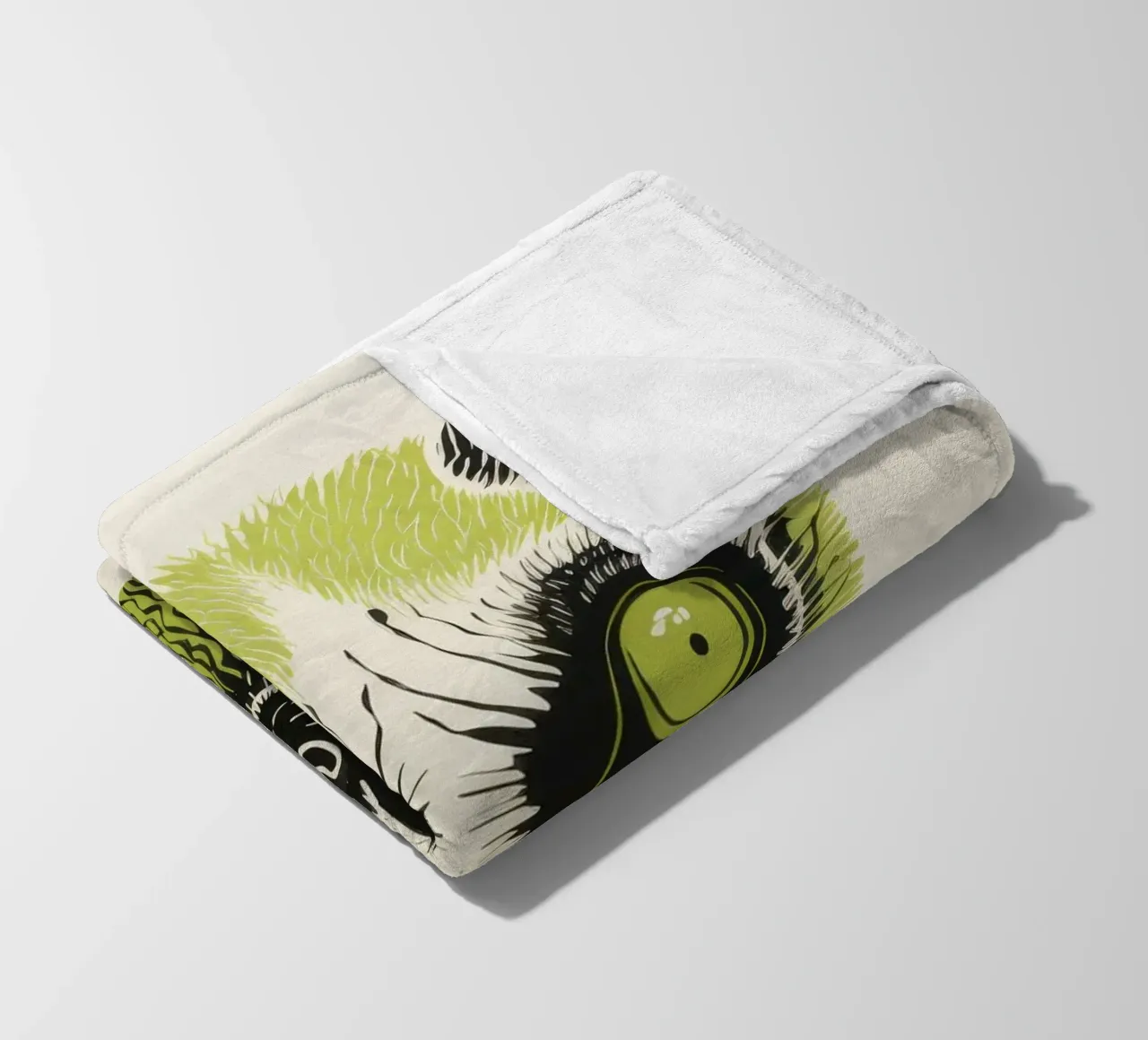 Lemure verde 4 coperta in pile da Minimal Animal Art