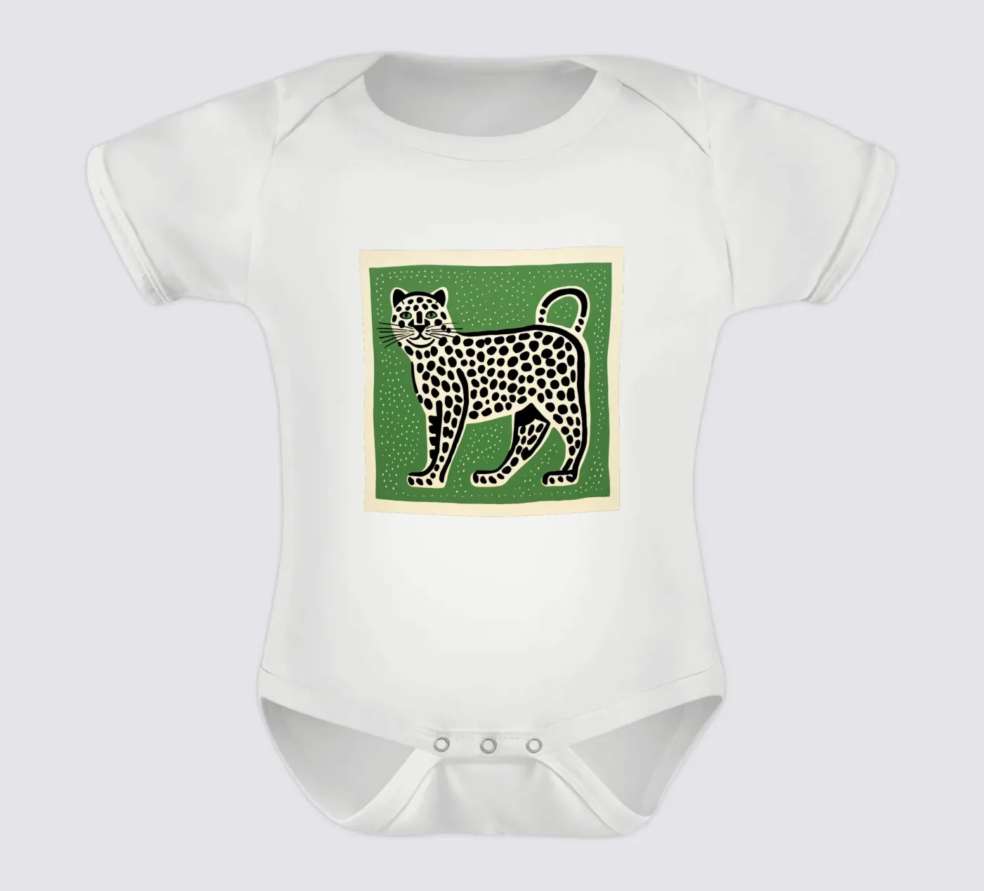 Green Leopard Kurzarm Babybody von Minimal Animal Art