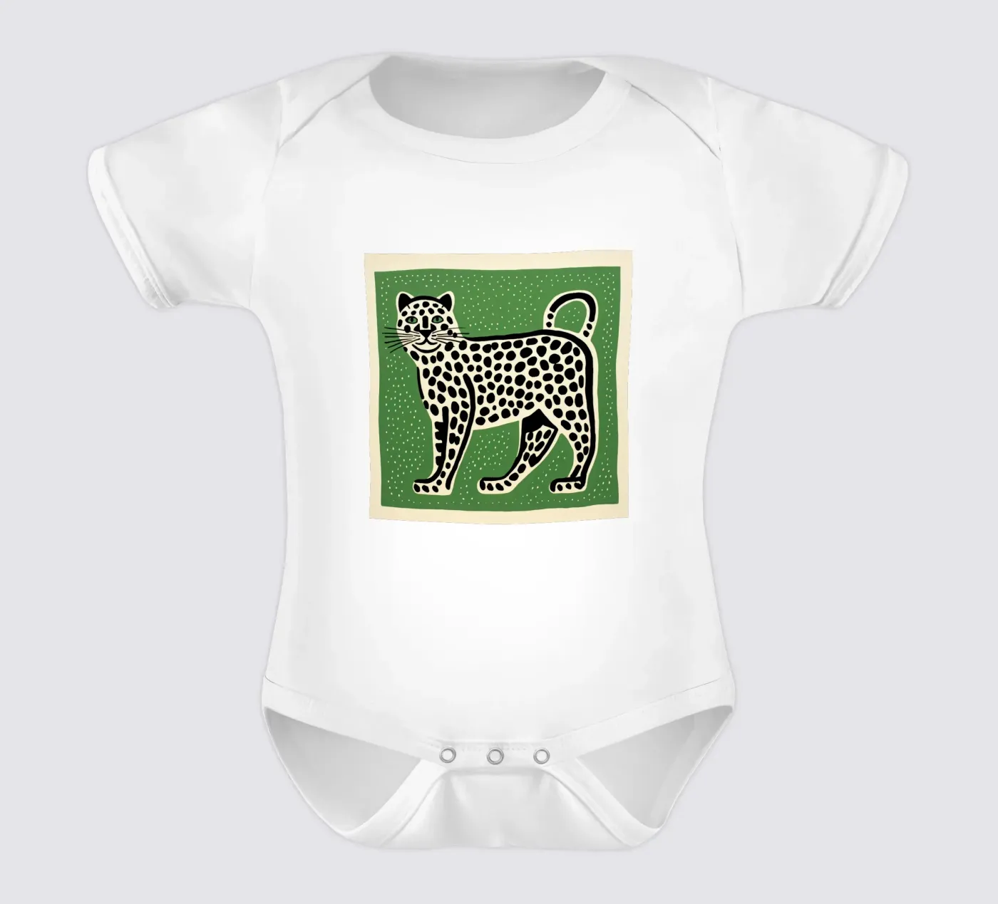Green Leopard Kurzarm Babybody von Minimal Animal Art