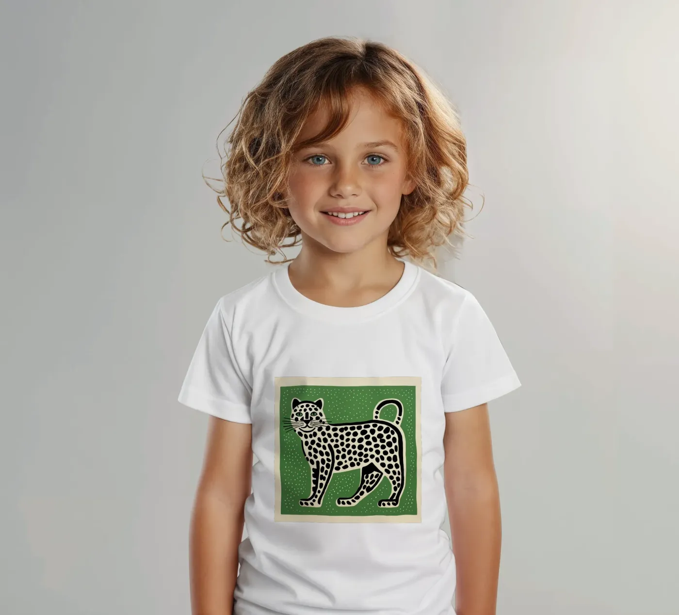 Green Leopard kinder t-shirt van Minimal Animal Art