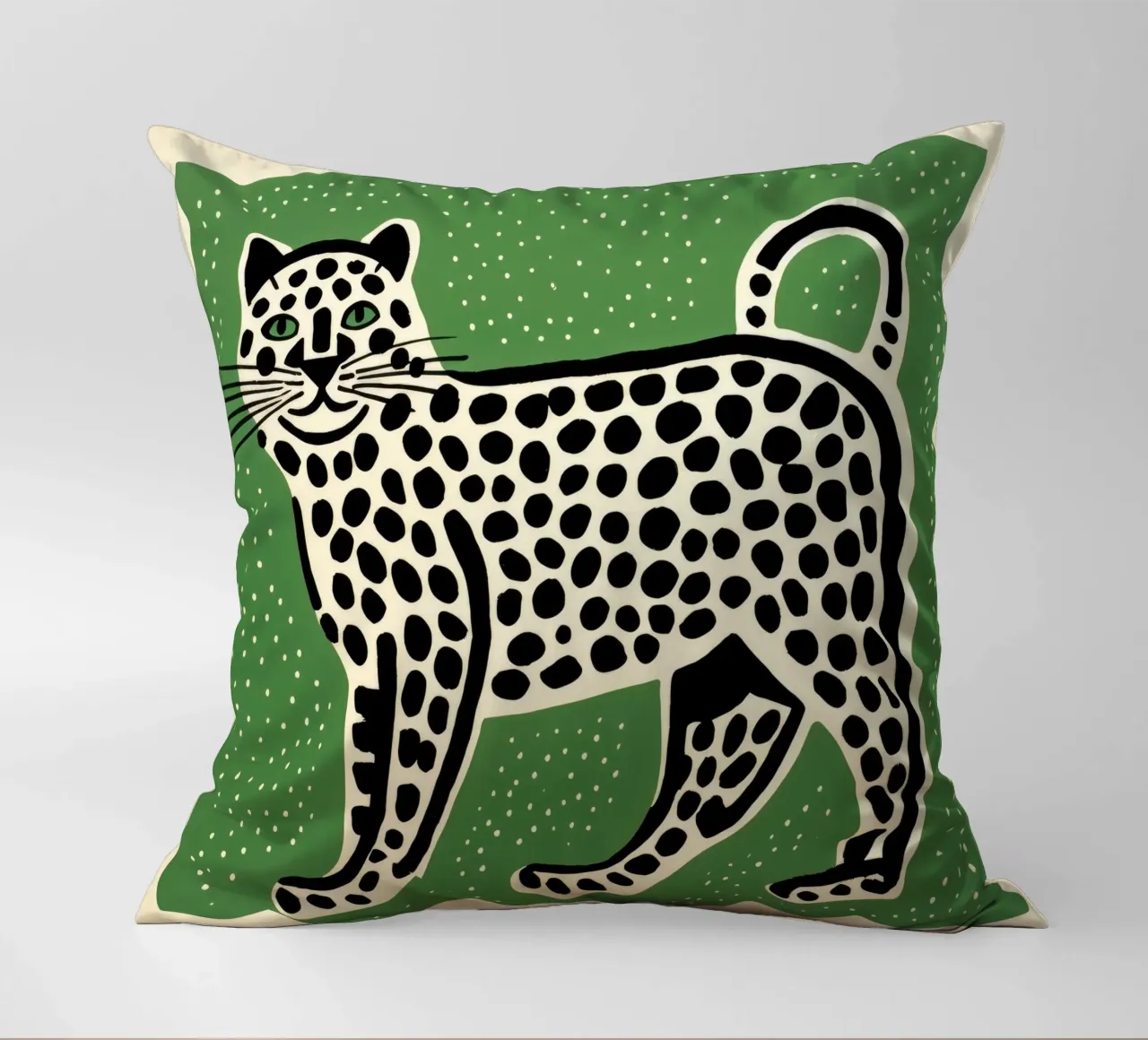 Leopardo Verde 1 cuscino da Minimal Animal Art