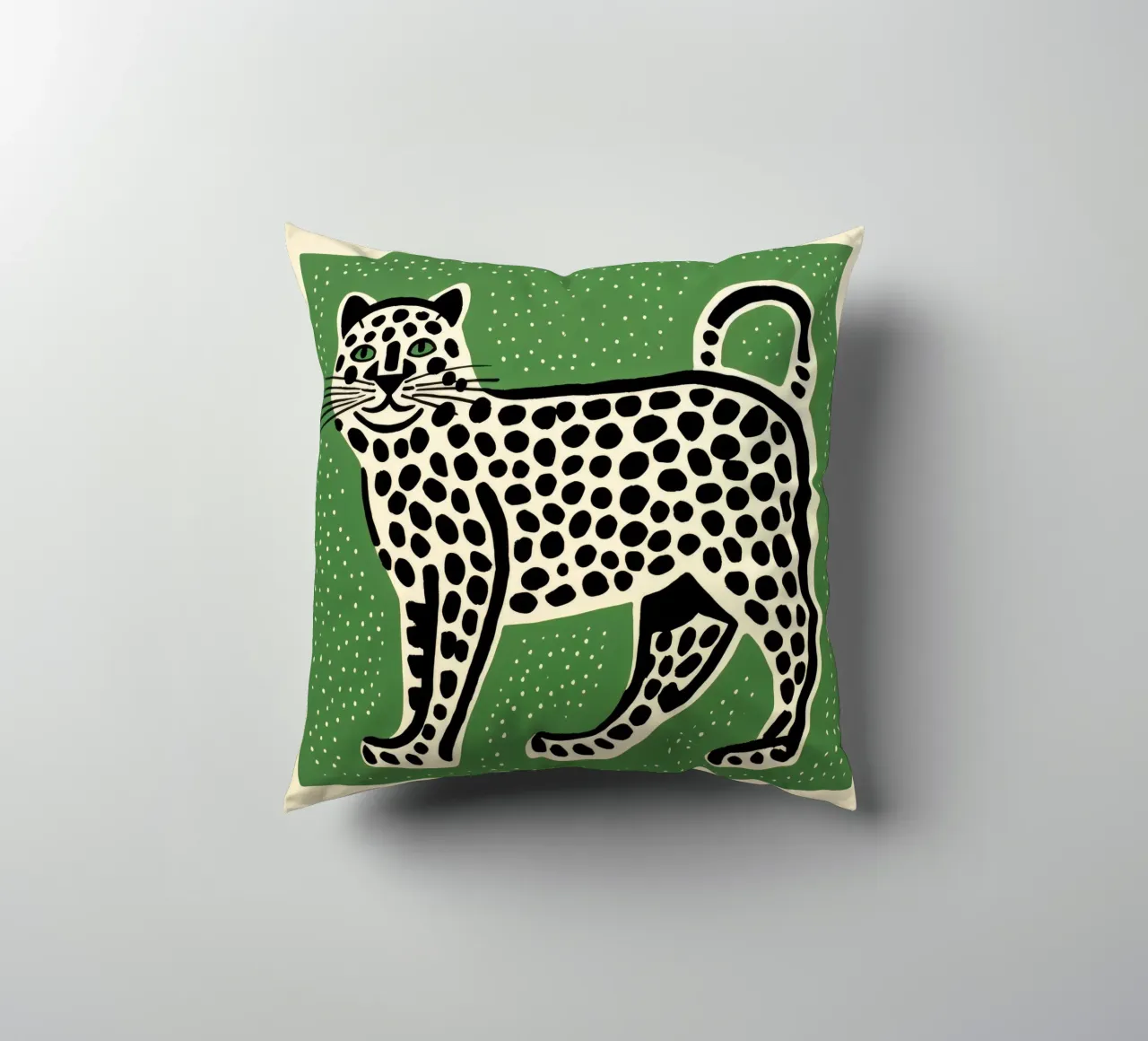 Leopardo Verde 1 cuscino da Minimal Animal Art
