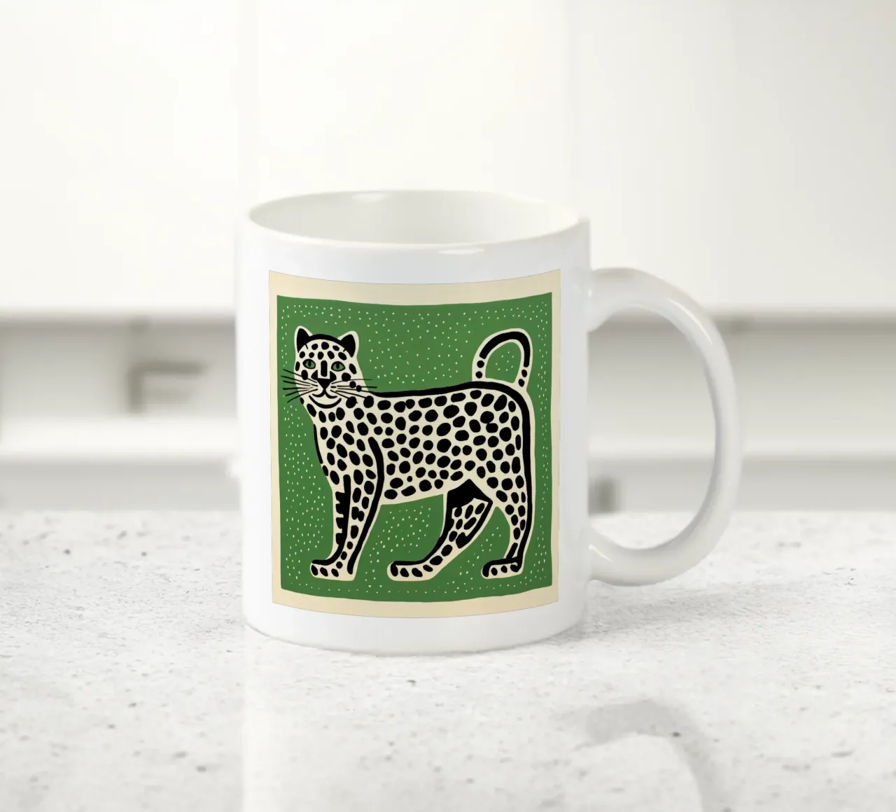 Leopardo Verde 1 tazza in ceramica da Minimal Animal Art