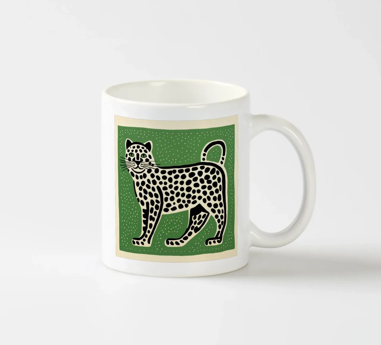Leopardo Verde 1 tazza in ceramica da Minimal Animal Art