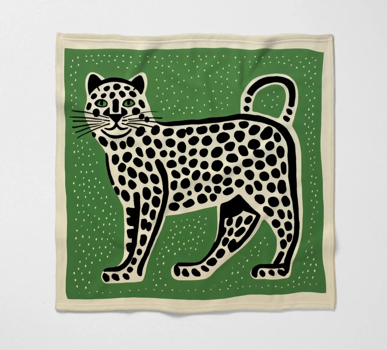 Leopardo Verde 1 coperta in pile da Minimal Animal Art