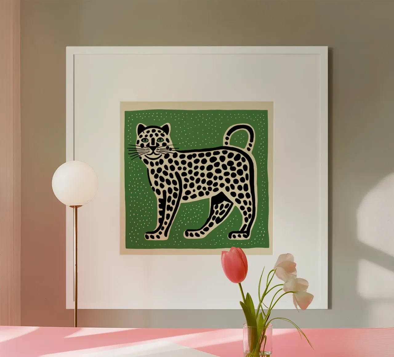 Green Leopard poster by Minimal Animal Art
