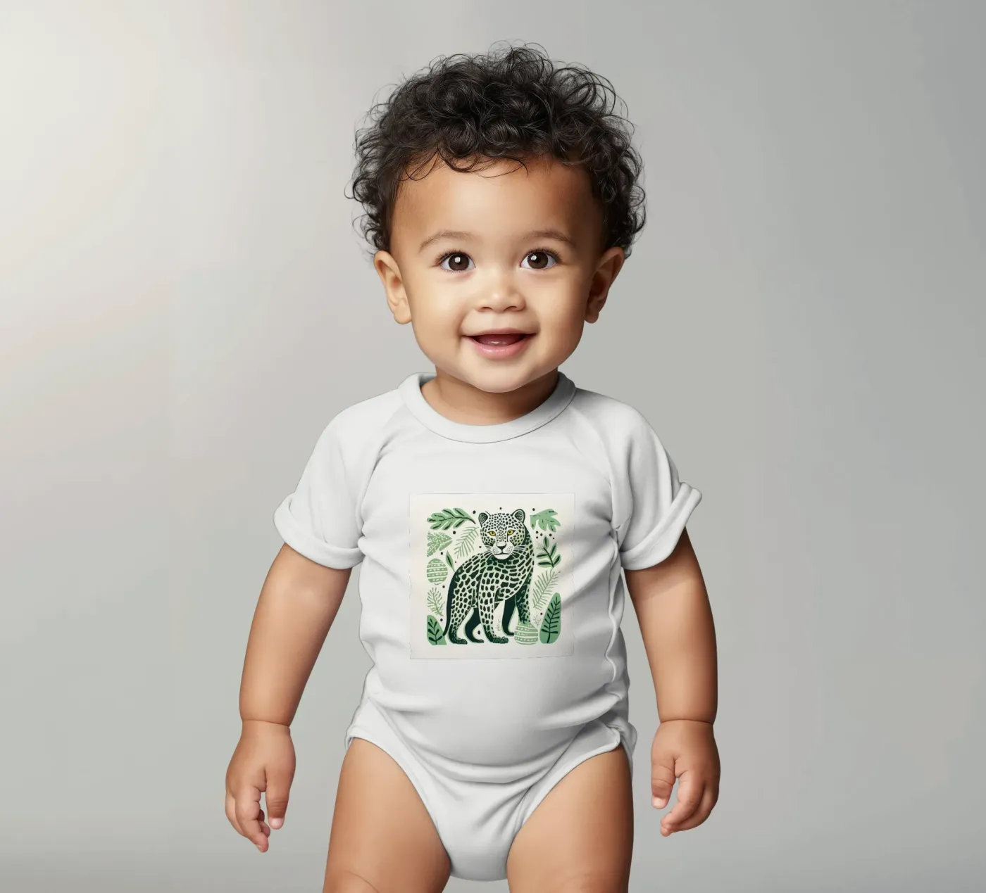 Léopard vert body bébé de Minimal Animal Art