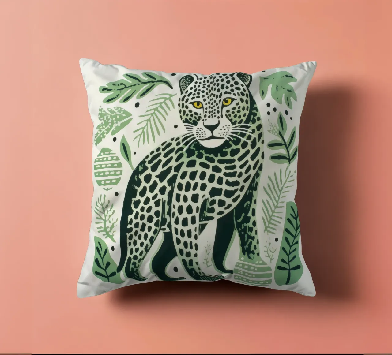 Leopardo Verde 2 cuscino da Minimal Animal Art