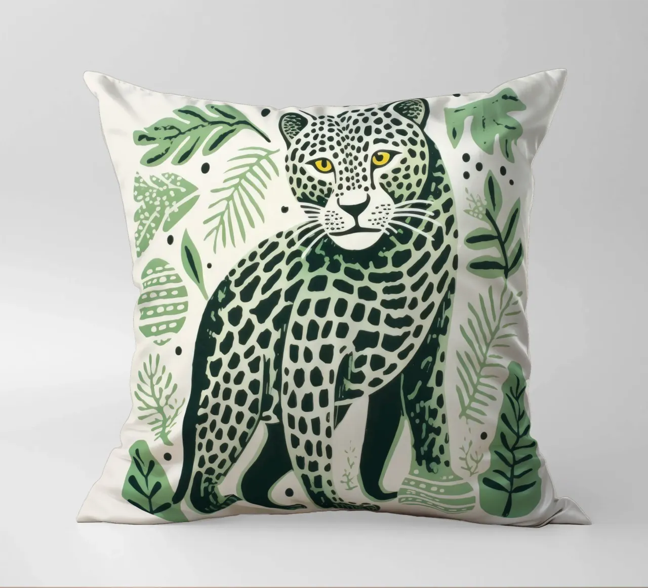 Leopardo Verde 2 cuscino da Minimal Animal Art