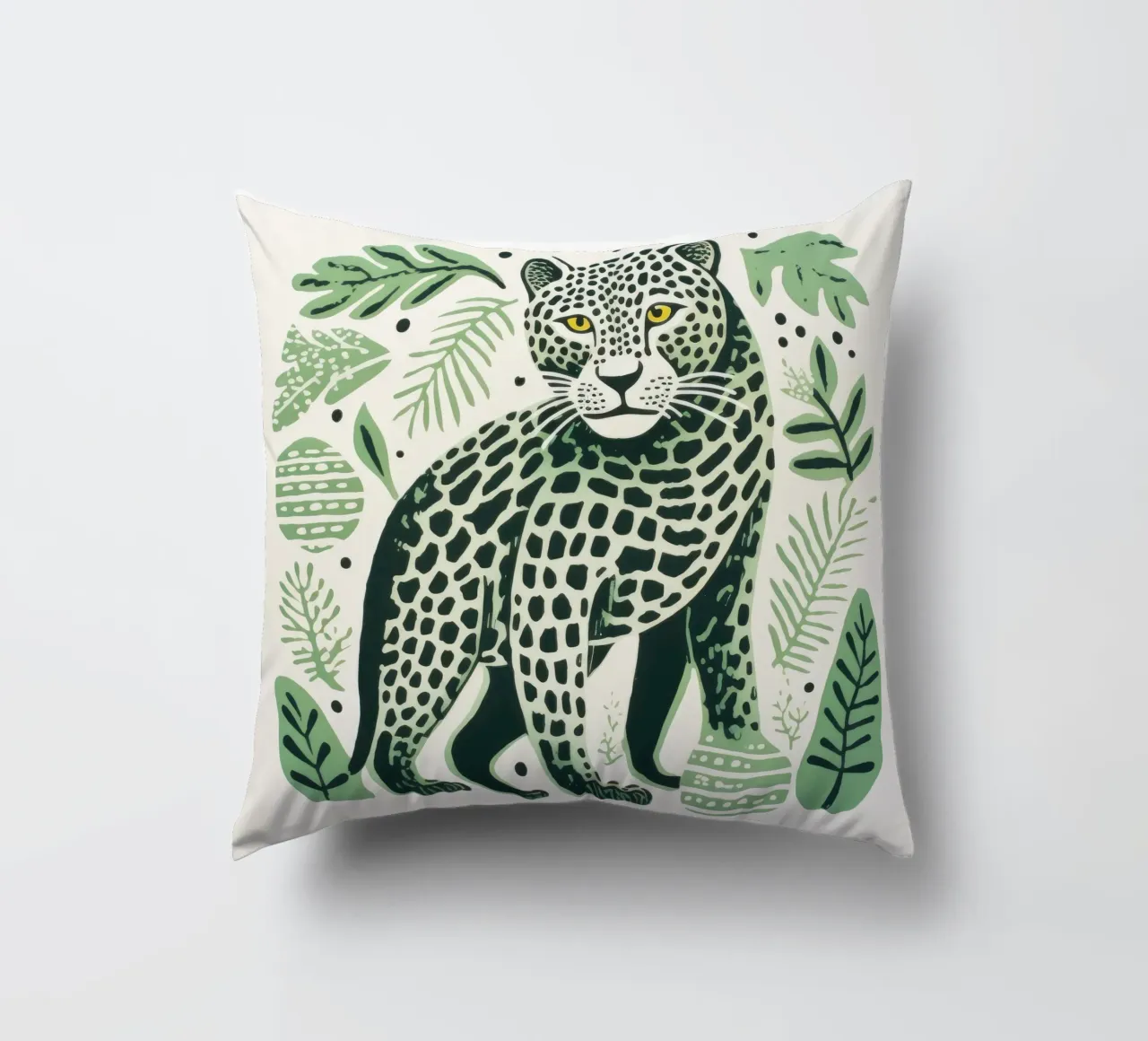 Leopardo Verde 2 cuscino da Minimal Animal Art