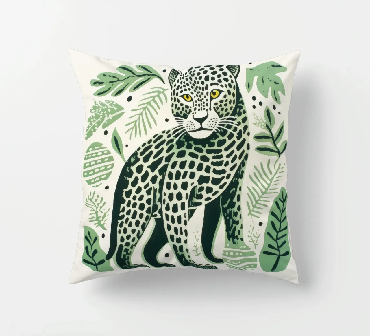 Leopardo Verde 2 cuscino da Minimal Animal Art