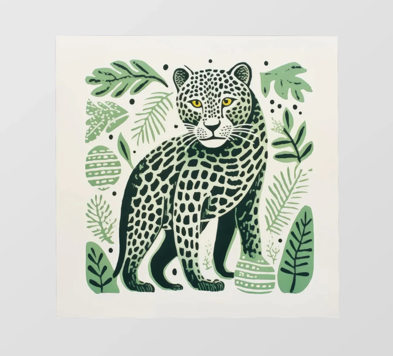 Leopardo Verde 2 telo in pvc da Minimal Animal Art